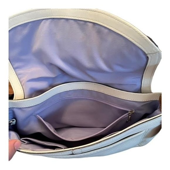 Coach Hampton Soho Satchel Ivory Saddle Leather Buckle Handbag - Picture 12 of 15